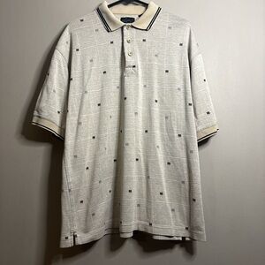 Greg Norman Collection Small Square Pattern Polo Shirt Large